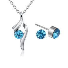 2014 nuevo conjunto de joyas de verano de fiesta de envío gratuito para mujer, collares de cristal austriacos y pendientes colgantes, conjuntos de joyas(China)