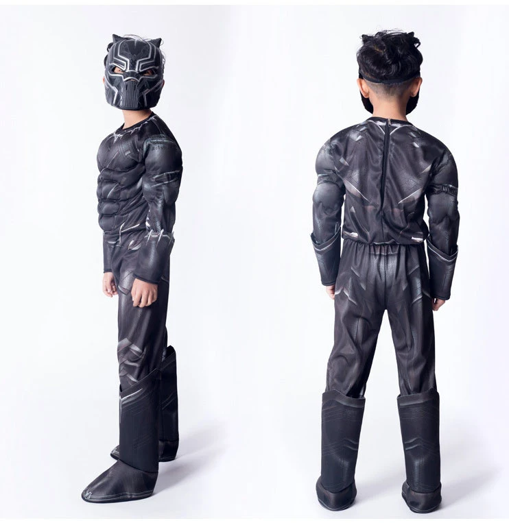Cosplay&Ware [9]Muscle Black Panther Cosplay Costume Children Halloween Captain America Civil War Movie Marvel Superhero -Cosplay&Ware anime Shop