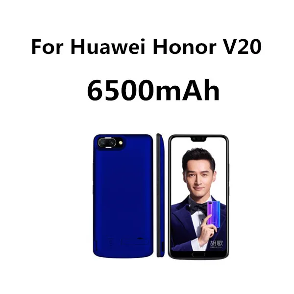 Egeedigi Silicone Shockproof External Battery Charging Back Cover For Huawei Honor V10 V20 9 10 Power Bank Battery Charge Case - Цвет: Honor V20 Blue