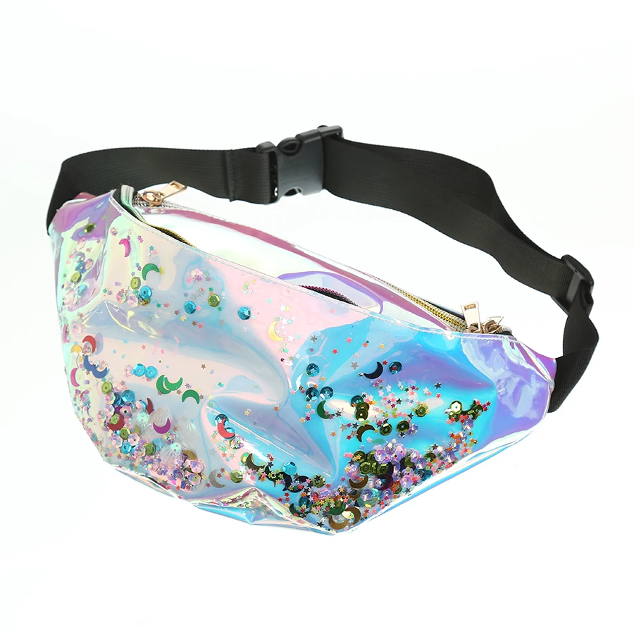 Модная женская Лазерная поясная сумка на молнии из ПВХ прозрачная непромокаемая поясная сумка цветная однотонная поясная сумка