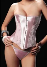 Pink Flower Printed Hook-Eye Fasten Intimates Corsets Bustier Body Shaper