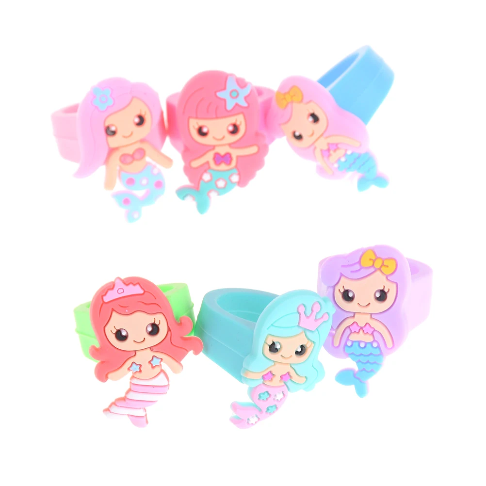 

Mix Cartoon Cute Princess Mermaid Snow White Baby Kids Girl Children's Cute Rings For Party Gift Jewelry
