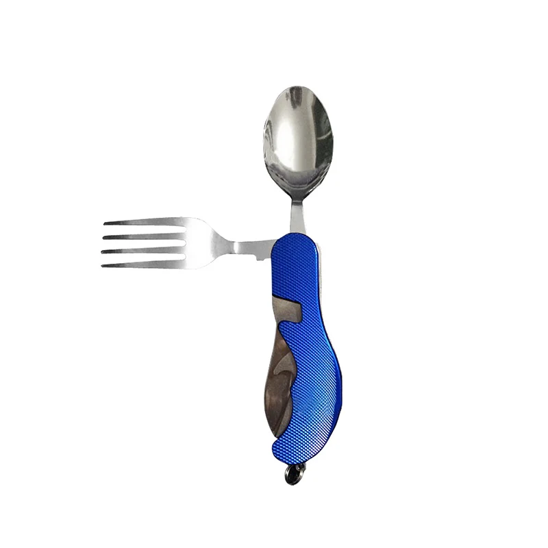 3 en 1 plegable portátil de acero inoxidable vajilla cubiertos cuchillo tenedor cuchara deportes al aire libre Camping Picnic de vajilla