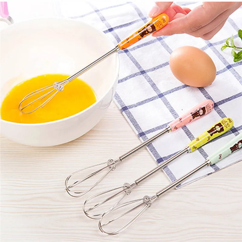 

1PC Cute Stainless Steel Egg Beater Whisk Stirrer Coffee Milk Mixing Mixer Foamer Hand Use Kitchen Cooking Tools
