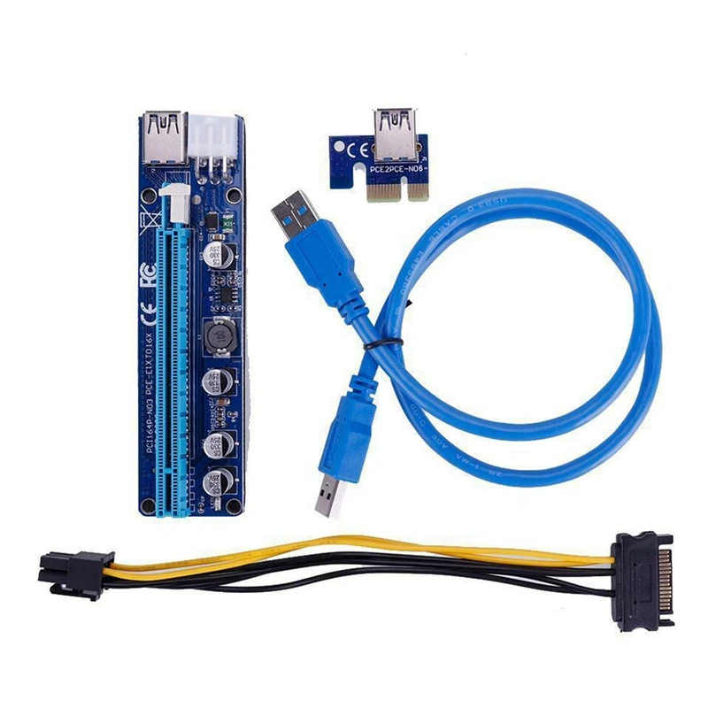 HOT-Ver008C 6Pin Pci-E 1X до 16X Riser Card удлинитель Usb 3,0 кабель для майнинга