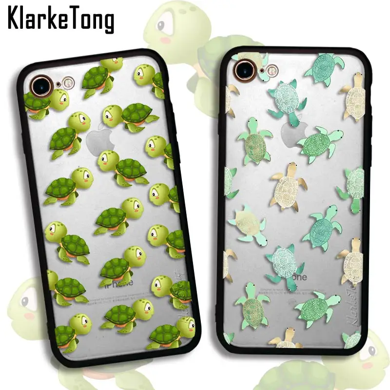 

KlarkeTong Watercolor Cartoon Turtles Case For iphone 6 5 SE 6s 7 Plus Tortoise Pattern Silicone Hard PC Hybrid Cover Capa