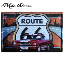 [Mike86] Route 66 красный автомобиль плакат металлическая доска художественный Настенный декор для офиса бар винтажные металлические знаки A-598 смешанный заказ 20*30 см