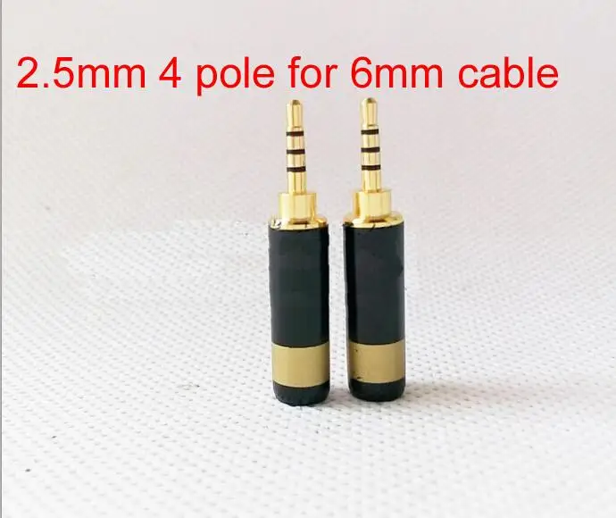 10pcs 2 5mm 4 pole with Belt clip Plug Male Headphone Jack Gold plated copper For 6mm Cable