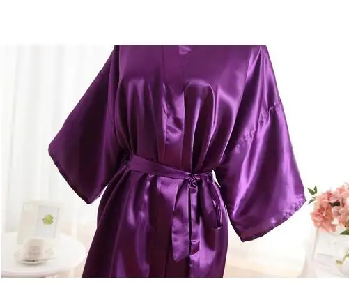 Sexy Large Size Faux Silk Satin Night Kimono Robe Short Bathrobe Wedding Bride Bridesmaid Robes Dressing Gown WY-01 women sleepwear bride robes silk robe