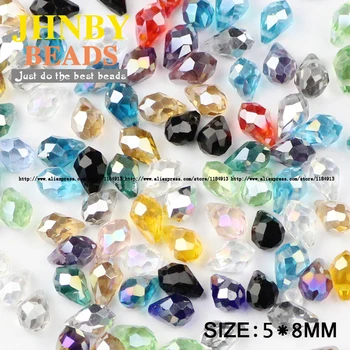 

JHNBY Briolette Pendant Waterdrop Austrian crystal beads 5*8mm 50pcs Teardrop glass loose beads for jewelry making bracelet DIY