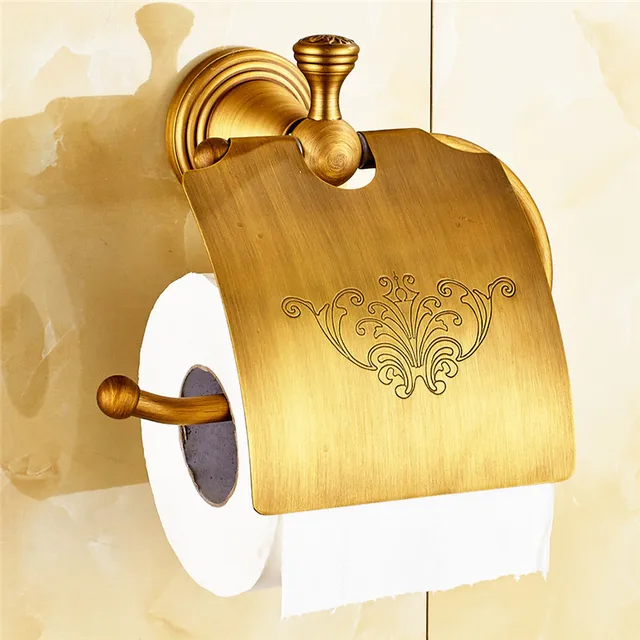 Antique Gold Toilet Roll Holder Polished Toilet Paper Holder Brass
