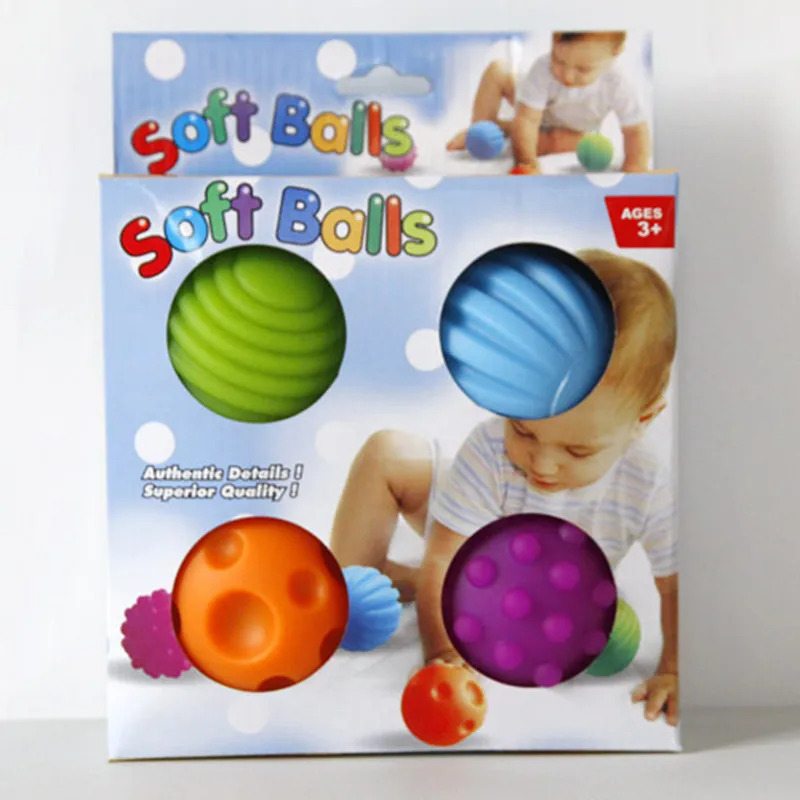 4 шт./компл. детские игрушки-мячи, яркие детские сенсорные игрушки для детей, Детские Обучающие Мягкие мячи, подарок для детей с коробкой 7 см