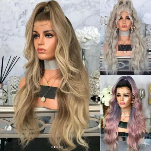 

Full Wig Long Curly Straight Synthetic Hair With Blonde Wigs For Women Ladies No lace in front