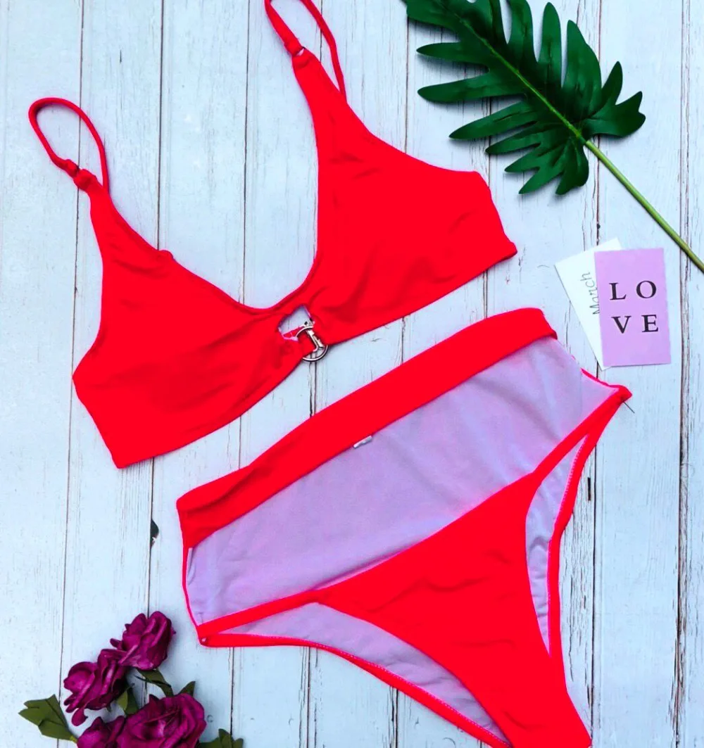 High Waist Hollow Cut Swimsuits Swimwear Sexy Women Summer Beachwear