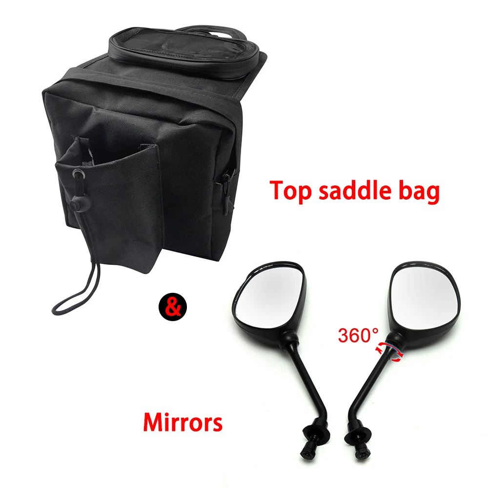 

KEMiMOTO For ATV Dirtbike Snowmobile Gas Tank SaddleBag Water Bottle holder Top Saddle Bag rear view mirror Side Mirrors For BMW