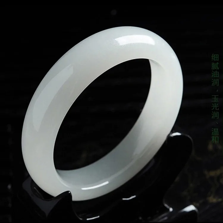 TJP white cuff calcite jade BEAUTIFUL sweet women charm bangle bracelet luck 58-62MM