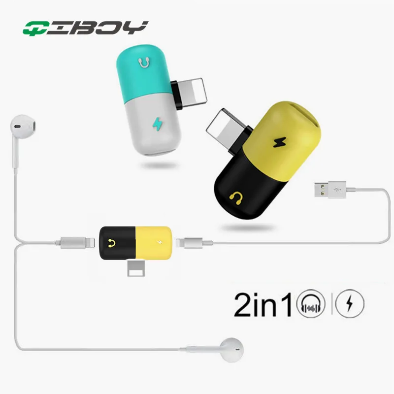 Kopen Audio Adapter opladen Oortelefoon 2 in 1 Kabel Voor iPhone 7 8 plus X Aux Jack Headset Voor Verlichting Te hoofdtelefoon Splitter Adapter