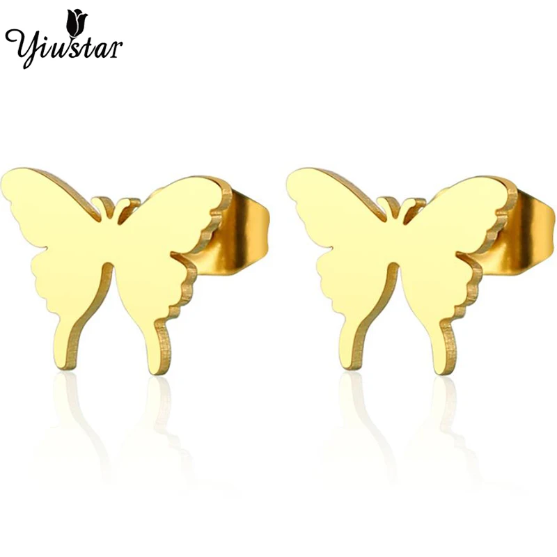 

Yiustar Elegant Sweet Cute Butterfly Earring Stainless Steel Exquisite Graceful Animal Stud Ear For Women Decoration Jewelry