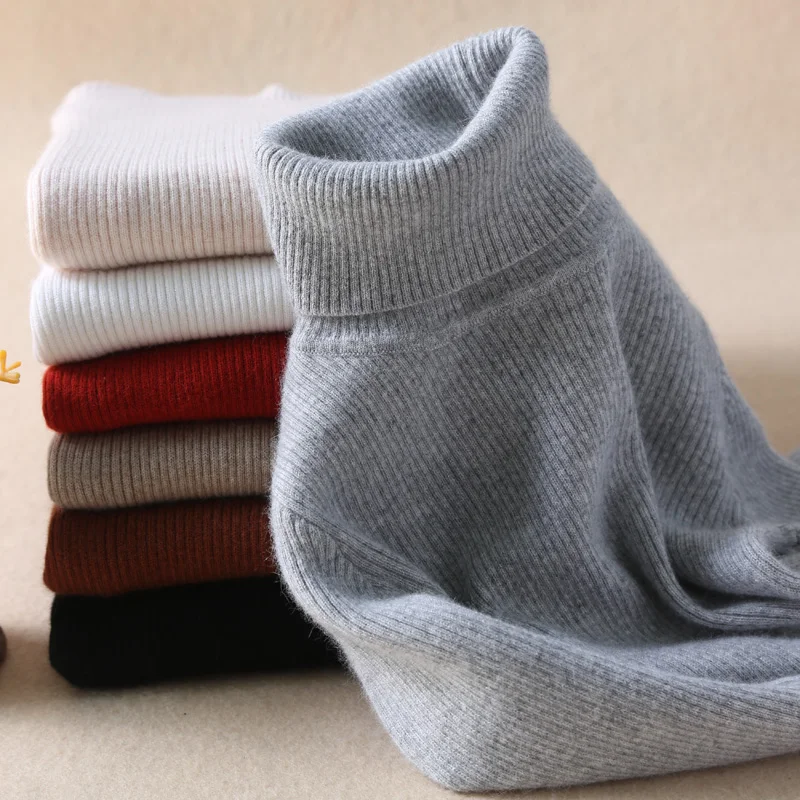 

Autumn and winter new cashmere sweater female high collar sets of sweaters Slim sweater solid warm wool wool jacket