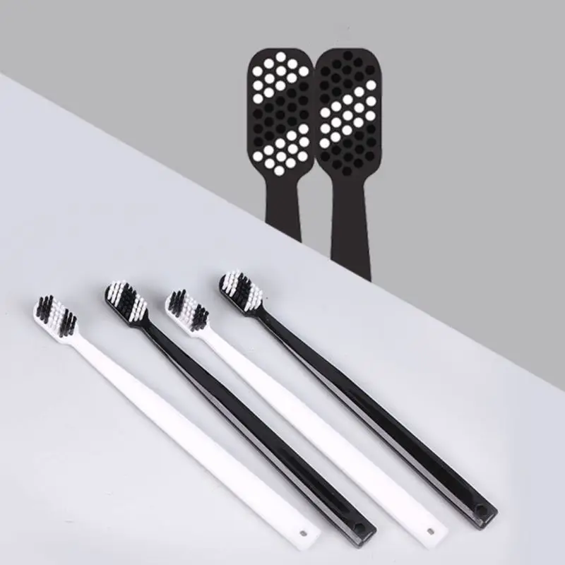 

2Pcs/Set Couples Adult Toothbrush Soft Bristle Simple Black White Manual Safety Tooth Brush Household Oral Care Health Tools