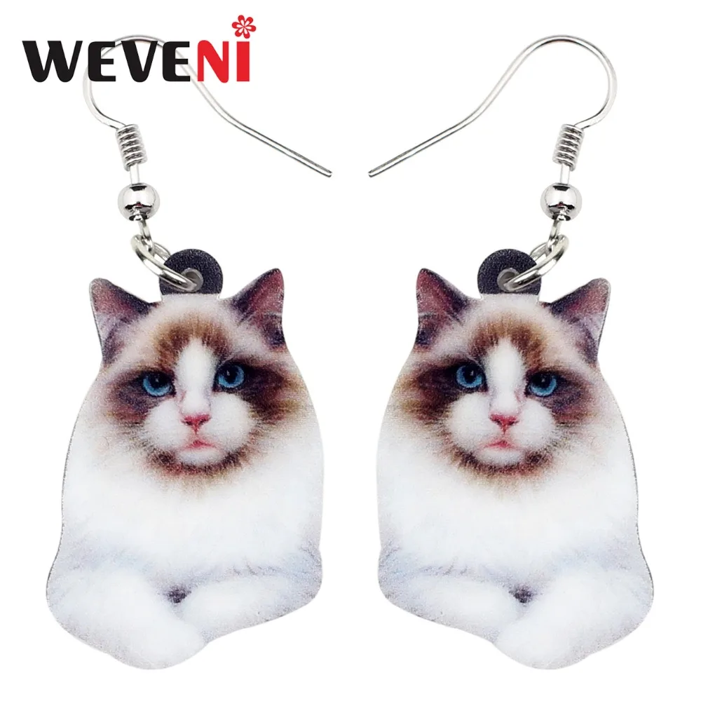 

WEVENI Acrylic Elegant Siamese Cat Earrings Big Long Dangle Drop Novelty Animal Jewelry For Women Girls Teens Gift Accessory Pet