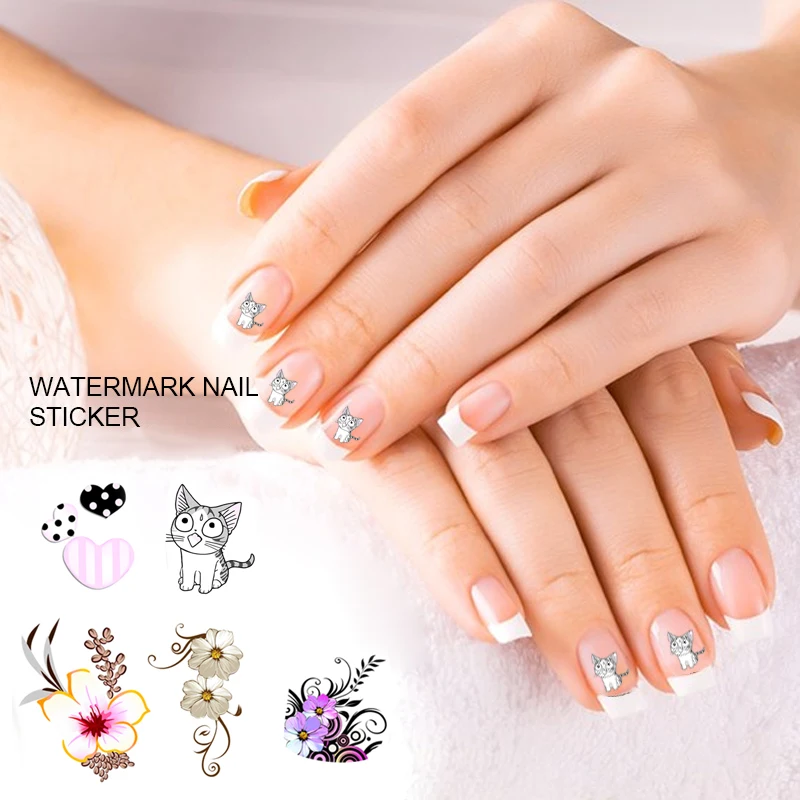 1pc Women's New Nail Sticker Cat Water Transfer Slide Decal Sticker Nail Art Tips To Decor Etiqueta do prego