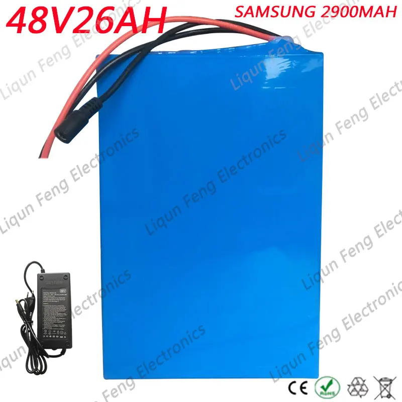 Литиевый аккумулятор для электровелосипеда 48 В 2000 Вт 26 Ач SAMSUNG 2900 мАч 50 А BMS и 2