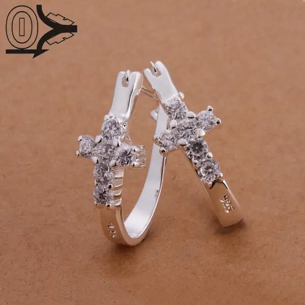 С посеребрением серьги, свадебные украшения, аксессуары, инкрустированный камень u-образное поперечное Для женщин серьги