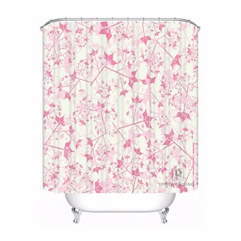 

Custom Yellow Green Flower Pattern Bath Curtain Bathroom Mildewproof Waterproof Polyester Shower Curtain#180417-04-91