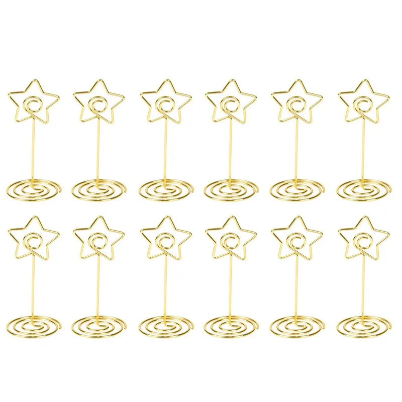 

Place Card Holder Gold Table Number Stand Wire Photo Holder Clips Picture ID Card Paper Note Memo Holder Clips for Wedding Par