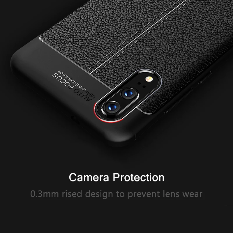 Чехол Бампер для Huawei P20 Pro армированный чехол Litchi кожаный Стильный Ультратонкий