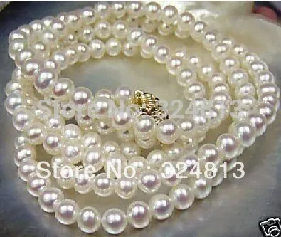 

Beautiful!7-8mm White Akoya Cultured Pearl Necklace 35 #1841