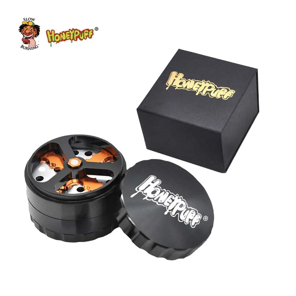 HONEYPUFF Алюминий сухой травы точильщика с режущие лезвия для специй машинка