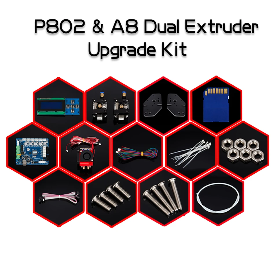 New Arrival 3D Printer Dual Extruder Upgrade Kit for Zonestar P802N P802M P802Q P802QS A8 Two Color printing Bowen extruder