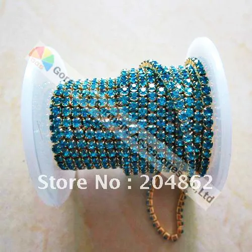 10yds SS6 SS8 SS12 SS16 синий циркон закрытый набор Стразы чашка цепь бриллиант облицовка