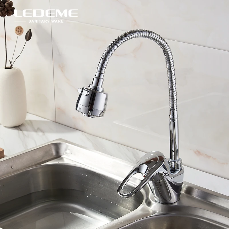 

LEDEME Kitchen Basin Faucet One-Handle Bar Chrome Finished Hot and Cold Swivel Water Tap Mixer For Kitchen Bathroom L4304