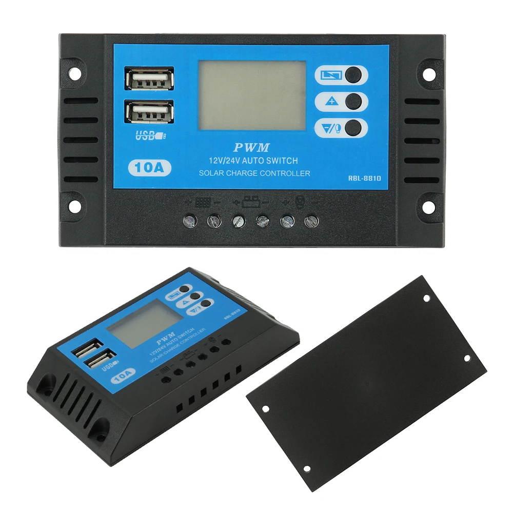 PowMr PWM 10A контроллер солнечной панели 12 В 24 в автоматический регулятор заряда