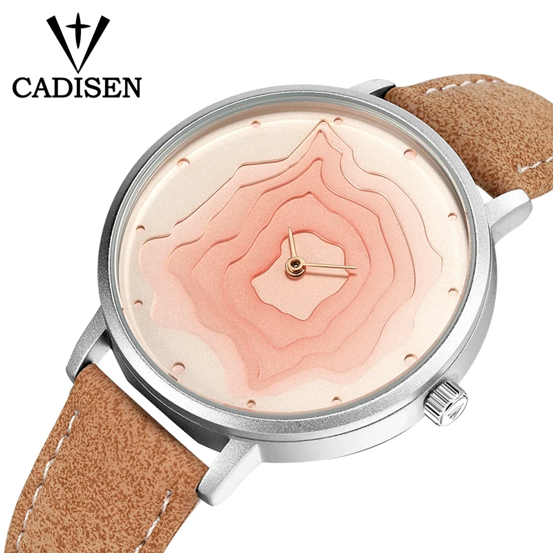 

Hot Fashion Creative Watches Women Men Quartz-watch CADISEN Brand Unique Dial Design Lovers' Watch Leather Wristwatches Clock