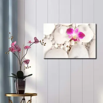 

HD Print Modern Purple Orchid Zen Spa Stone Canvas Painting Poster Wall Art Picture for Living Room Cuadros Decorative