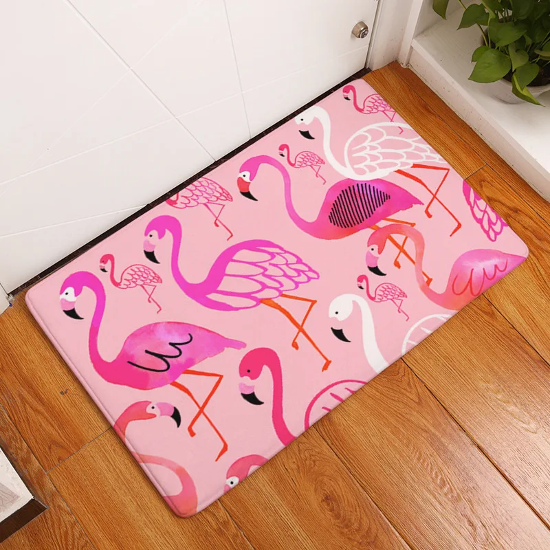 MDCT Sweet Pink Flamingo Floor Mats Bathroom Living Room Kitchen Door Mats Anti skid Hallway