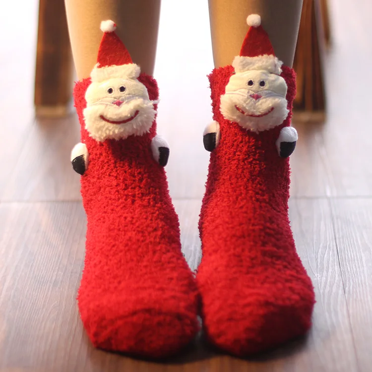 Высококачественные зимние рождественские носки; носки-тапочки для взрослых; утепленные женские нескользящие теплые носки с героями мультфильмов; подарок; вязаные шерстяные носки