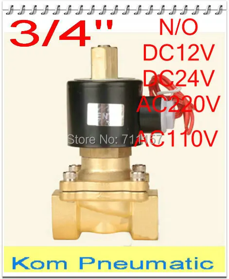 3//4 Inch Normally Open Plastic Electric Air Gas Water Solenoid Valve 220//240V AC