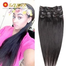 Remy Virgin Brazilian Hair Clip In Extensions 70-120G Clip In Brazilian Hair Extensions #1 Black Clip In Human Hair Extensions