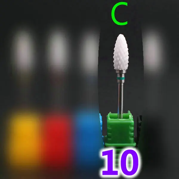 3/32 ''цилиндрический керамический сверло для ногтей вращающийся заусенец фреза для маникюра педикюра Инструменты Электрические аксессуары для сверления ногтей - Цвет: 10(C)