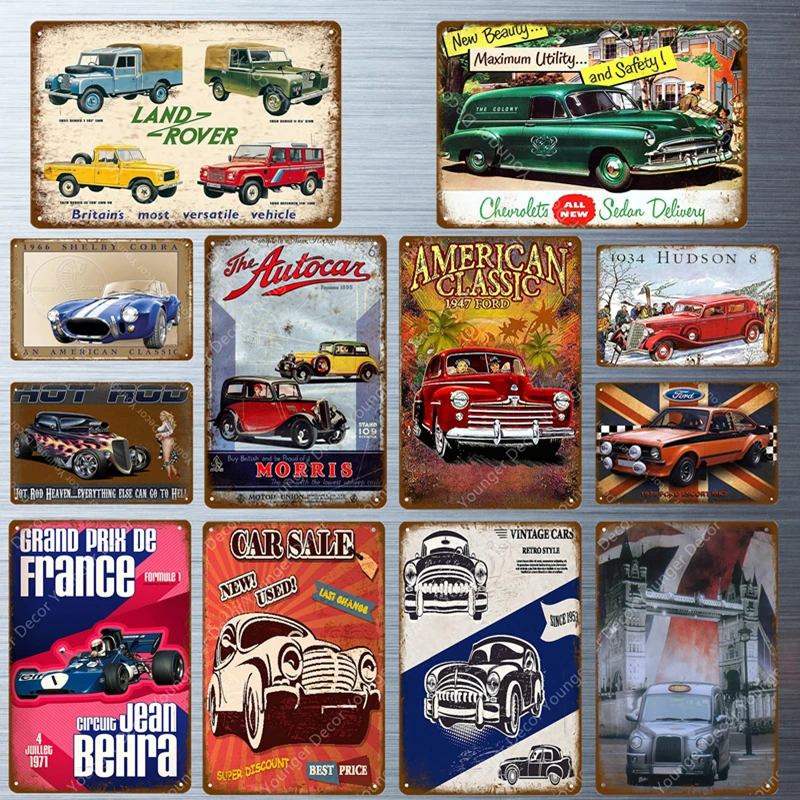

American Classic Ford Land Rover Car Vintage Poster Metal Signs Tin Plaque For Pub Bar Club Garage Home Decor Wall Art Painting