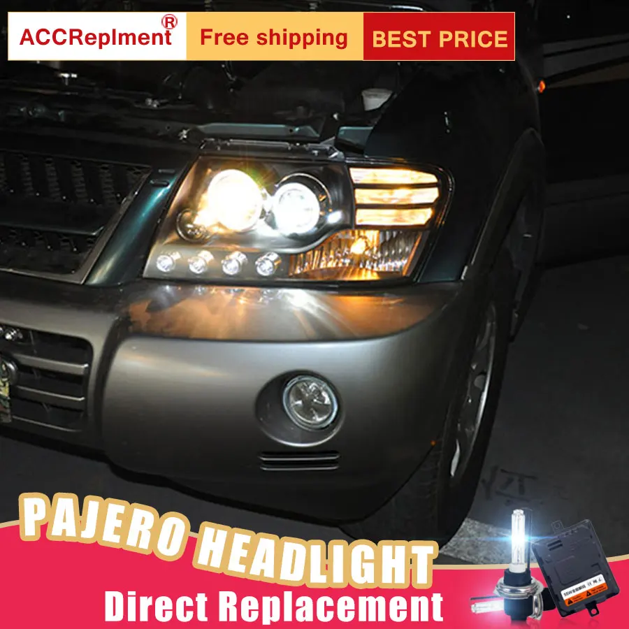 2 шт. светодиодный фары для Mitsubishi Pajeo 2000-2012 светодиодный автомобильный фонарь ангельские глазки ксенон HID комплект Противотуманные фары светодиодный дневные ходовые огни