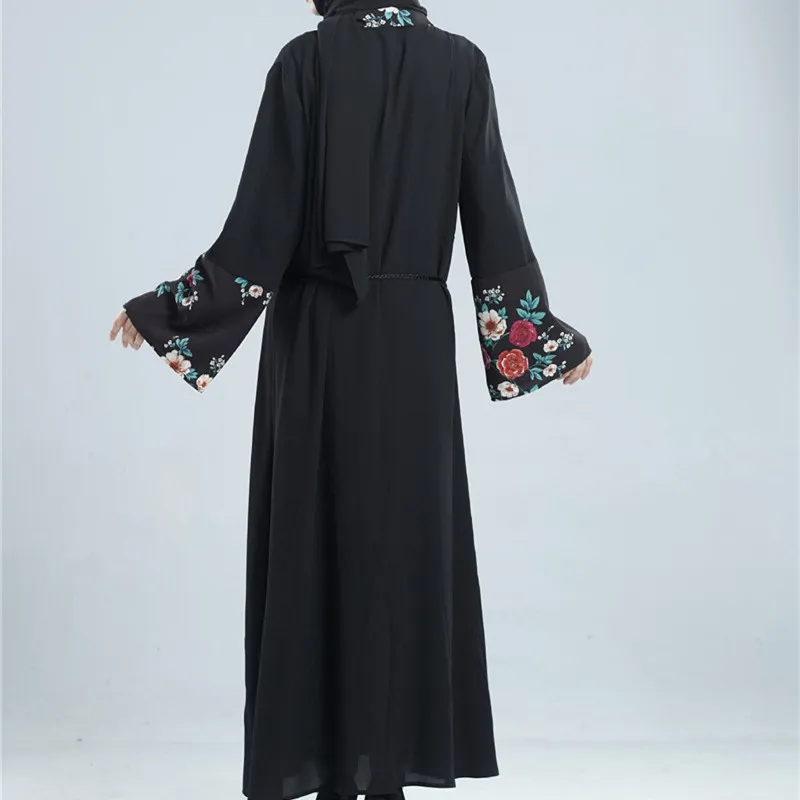 Abaya женские платья Maxi мусульманские скромные цветы исламский халат абайя с длинными рукавами Дубайский Мусульманский Абая