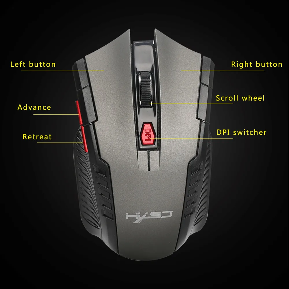 Muis 2400 dpi 6 кнопок 2,4 Ghz мини беспроводная оптическая игровая мышь для ПК ноутбук компьютер для ПК ноутбук# gh