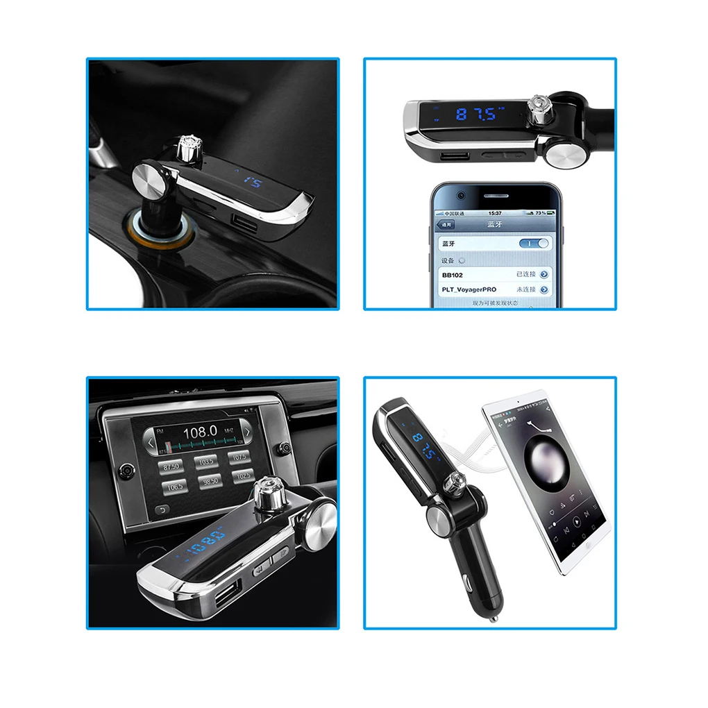 Bluetooth fm-передатчик беспроводной Автомобильный MP3-плеер Поддержка громкой связи TF карта u-диск USB зарядное устройство Обнаружение напряжения