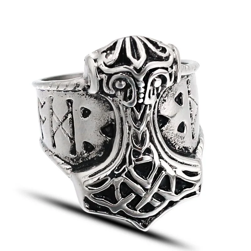 Дропшиппинг Новый стиль 100% нержавеющая сталь jewelry для мужчин норвежский викинг рун Тор молотки кольцо